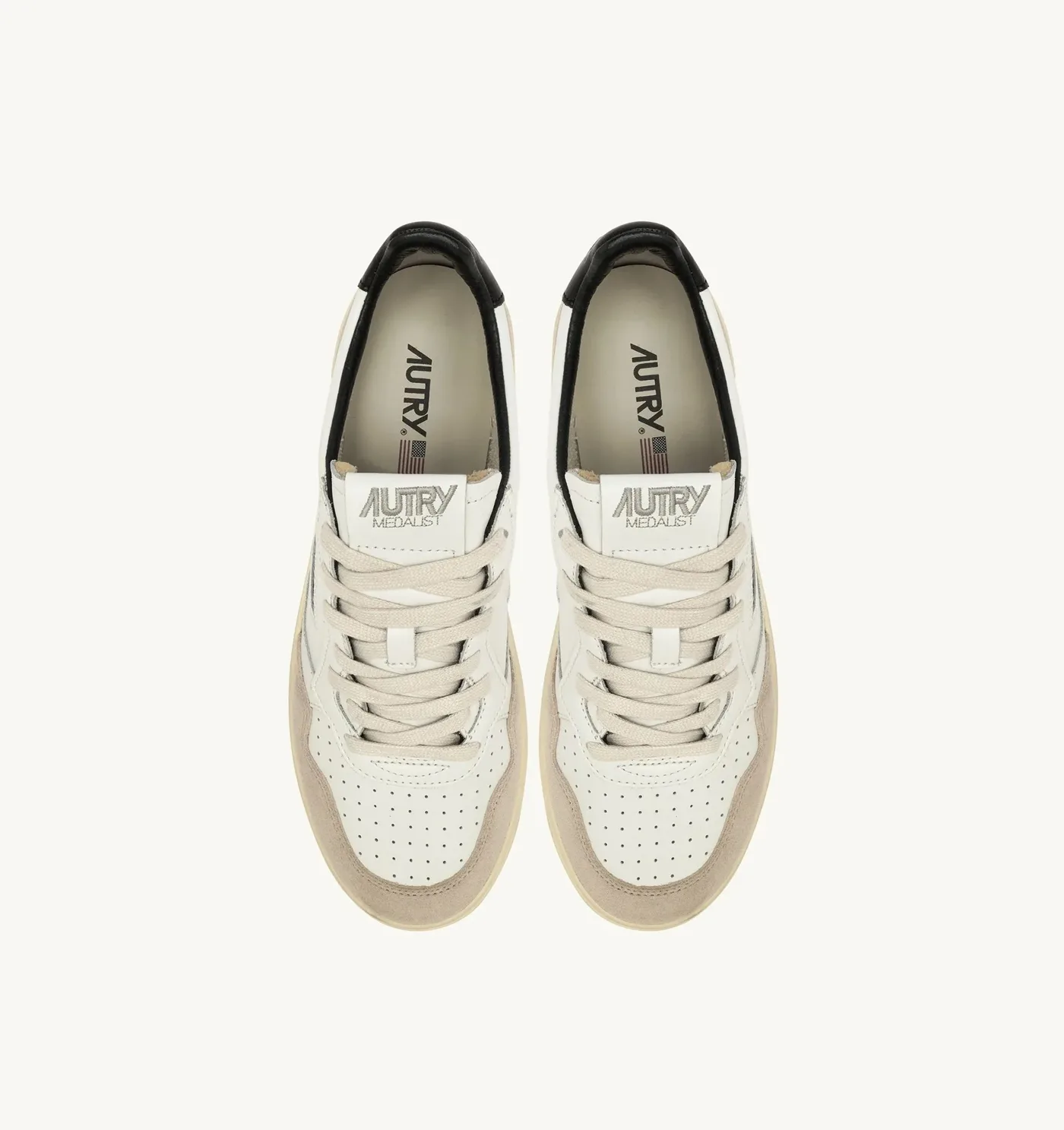 Autry Medalist Low Bianco / Beige / Nero Lettering
