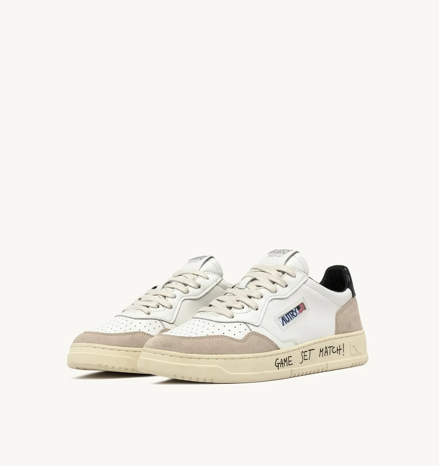 Autry Medalist Low Bianco / Beige / Nero Lettering