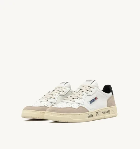 Autry Medalist Low Bianco / Beige / Nero Lettering